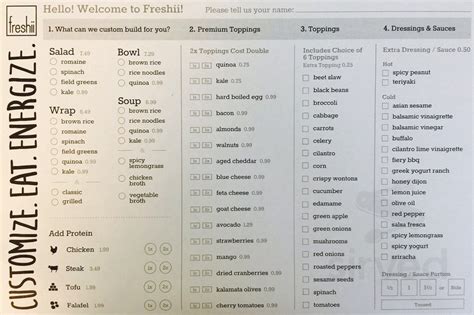 Freshii menu in Lloydminster, Alberta, Canada