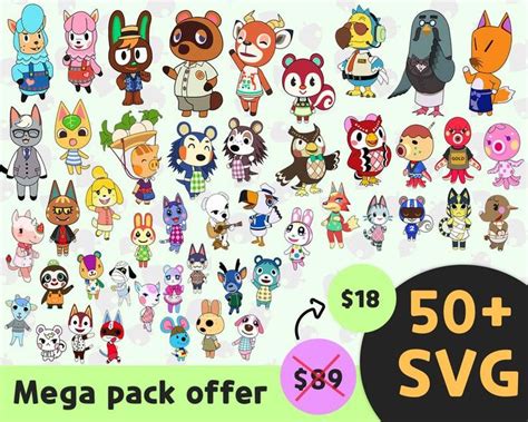 50 Animal crossing SVG mega pack Get full-body animal | Etsy in 2021 ...