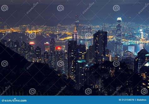 Night view of Hong Kong stock photo. Image of dark, light - 212154078