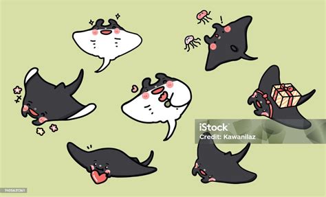 Manta Ray Cartoon Character Vector Set Stock Illustration - Download Image Now - Manta Ray, Ray ...