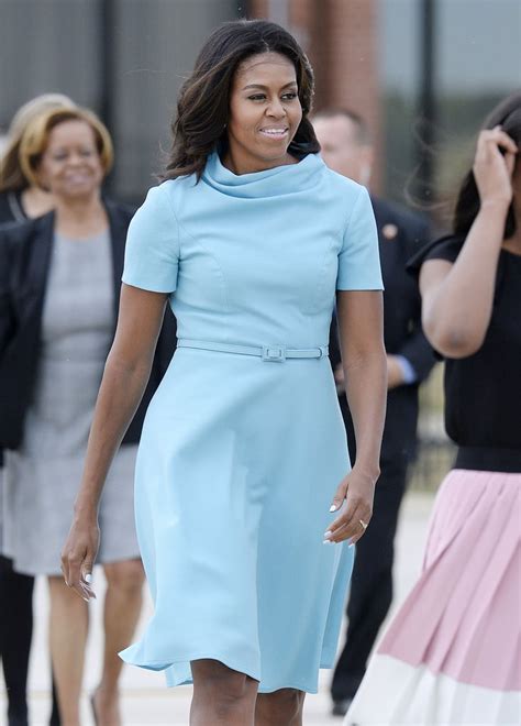 Michelle Obama Wearing Blue Carolina Herrera Dress | POPSUGAR Fashion Photo 3