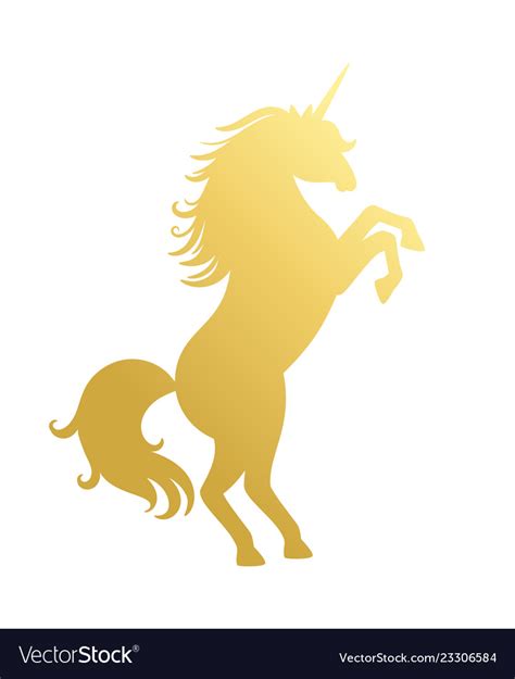 Unicorn golden silhouette Royalty Free Vector Image