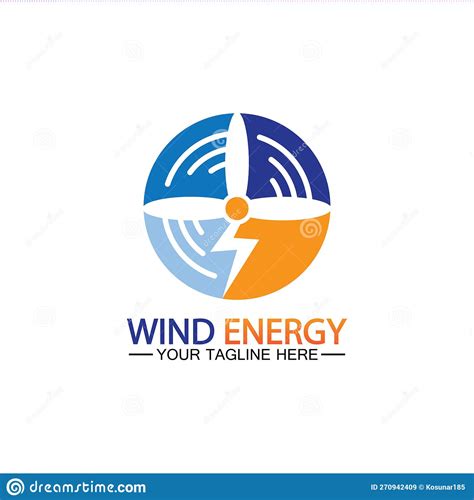 Wind Energy Logo. Renewable Energy Icon with Wind Turbines and Thunder Bolt Isolated on White ...