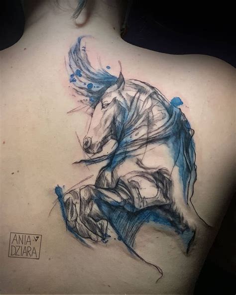 Blue & White Horse Head Tattoo Small Horse Tattoo, Horse Tattoo Design ...