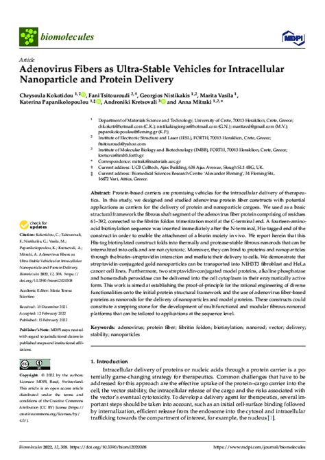 (PDF) Adenovirus Fibers as Ultra-Stable Vehicles for Intracellular ...