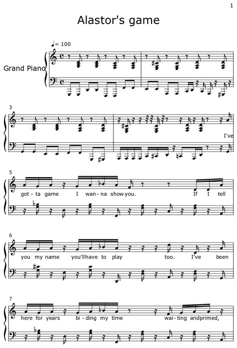 Alastor's game - Sheet music for Piano