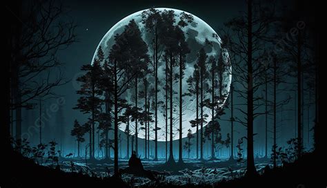Moon Dark Forest Background, Moon, Dark Forest, Forest Background Image ...