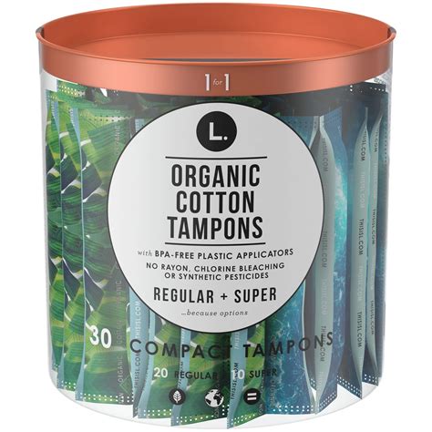 L. Organic Cotton Regular + Super Tampons - Shop Tampons at H-E-B