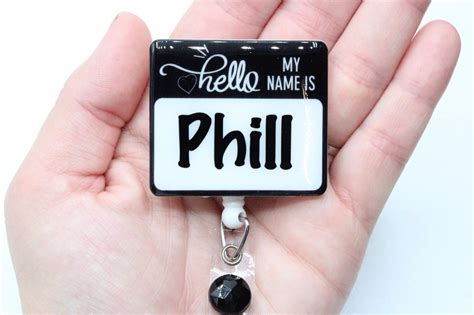 Hello My Name is Badge Reelhello My Name Is Name Tag Badge - Etsy