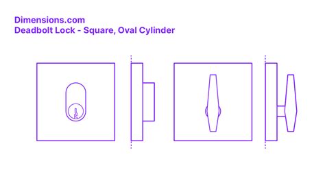 Deadbolt Lock - Square, Oval Cylinder Dimensions & Drawings ...