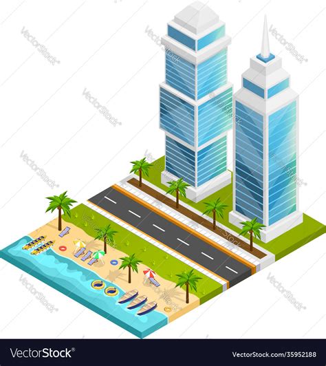 City and beach concept Royalty Free Vector Image