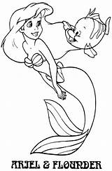 Ariel And Flounder Coloring Page  Home sketch template