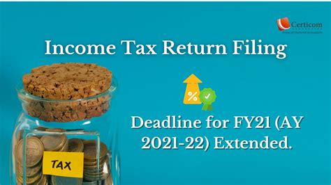 ITR or Income Tax Return Filing Deadline for FY21 (AY 2021-22) Extended.