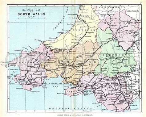 Old Railway Map South Wales