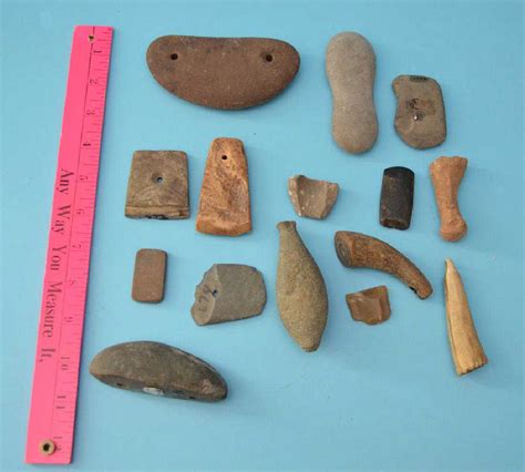 Lot of Native American Artifacts (Gorgets, Weights,