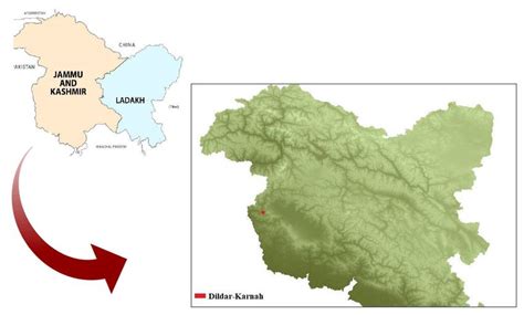 Map representing the Dildar-Karnah region of district Kupwara, Jammu... | Download Scientific ...