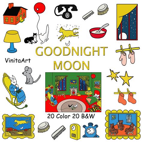 Goodnight Moon Storybook Clip Art Printable Coloring Pages | Etsy ...