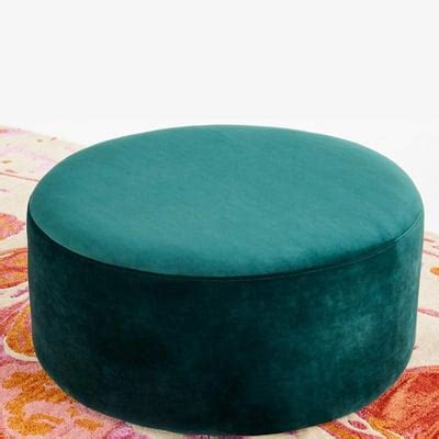 Green Round Velvet Ottoman Foam Ottoman Coffee Table Pouf | Homary
