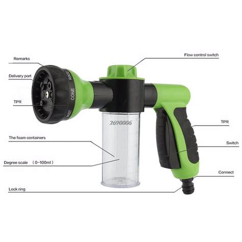 8 in 1 Water Spray Gun Pattern Adjustable Soap Dispenser Hose Nozzle ...