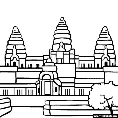 Angkor Wat Hindu Temple Cambodia Coloring Page | Cambodian art, Angkor, Angkor wat