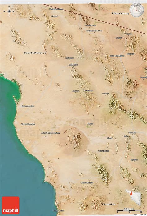 Satellite 3D Map of Caborca