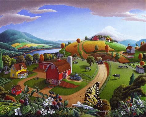 Blackberry Patch Rural Farm Landscape by Walt Curlee | Farm art ...