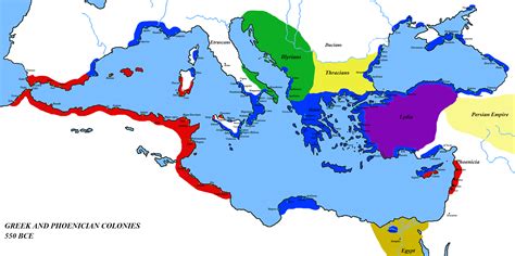 Map of the Mediterranean 550 BC (Illustration) - World History Encyclopedia