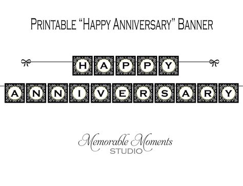 INSTANT DOWNLOAD Printable Happy Anniversary Banner Black