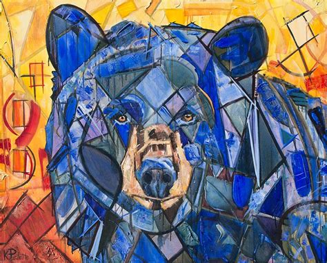 Bear Painting Abstract Animal Art Original Acrylic Canvas Blue | K ...