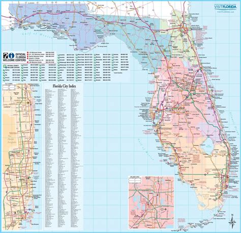 Large Detailed Tourist Map Of Florida - Road Map Of Central Florida ...