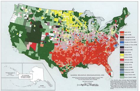 Leading Religious Denominations in the USA, 1950. [1848×1204] : r/MapPorn