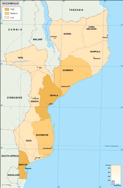 Mozambique economic map. EPS Illustrator Map | Vector maps