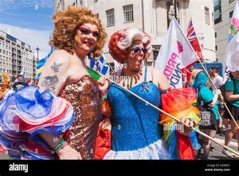 England, London, London Pride Festival Parade, Drag Queens Stock Photo ...