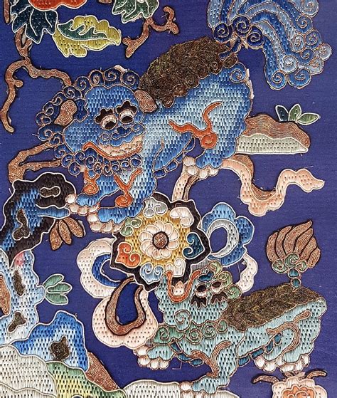 Chinese Silk Embroidery Artwork with Lions for sale at Pamono