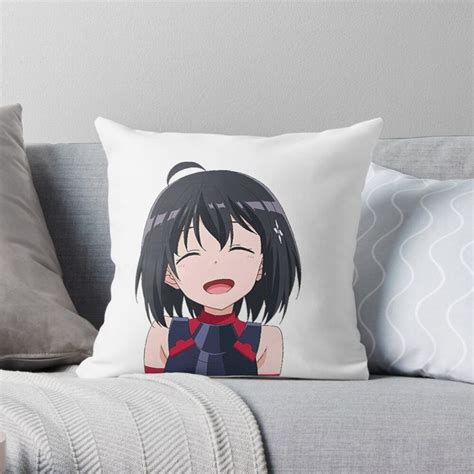 an anime girl crying with her eyes closed throw pillow