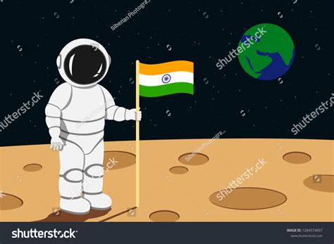 Indian Astronaut Lending On Moon Hold Stock Vector (Royalty Free) 1284574897 | Shutterstock