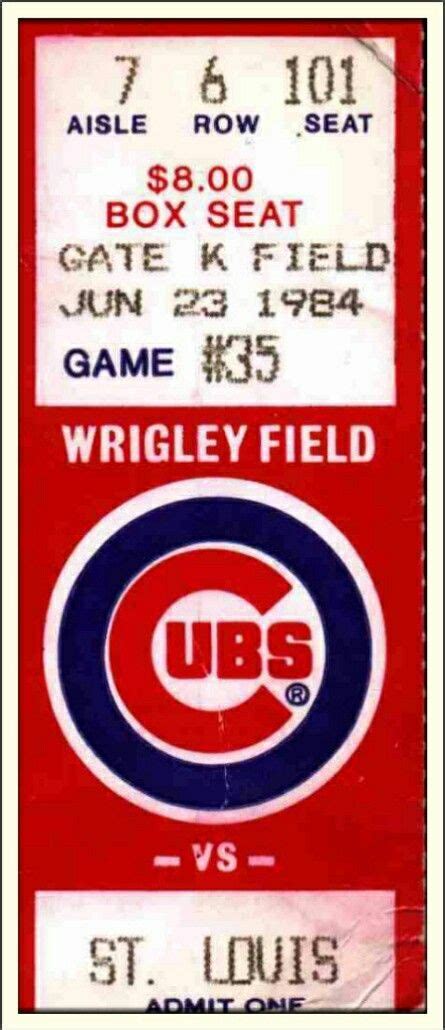 Chicago Cubs Ticket Stub: The Sandberg Game (06/23/1984) | Chicago cubs history, Cubs tickets ...