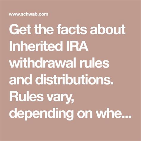 Get the facts about Inherited IRA withdrawal rules and distributions. Rules vary, depending on ...