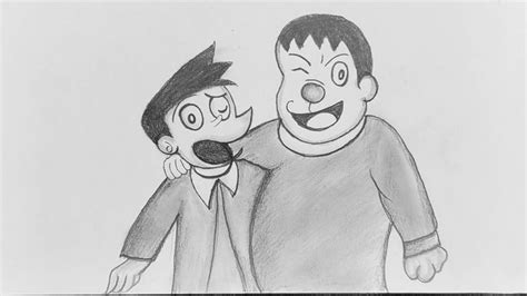 How To Draw Gian And Suneo // Gian And Suneo Drawing Step By Step // Kids Drawing // Pencil Art ...