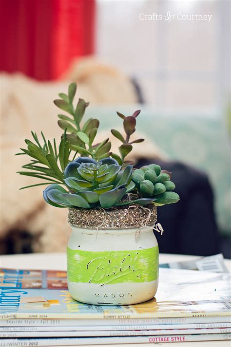 Chalk Paint Mason Jars with Succulents - Mod Podge Rocks