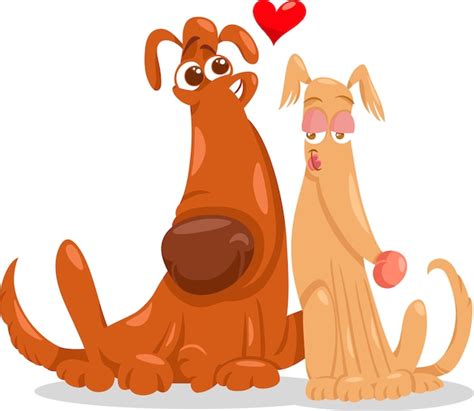 Premium Vector | Dogs in love cartoon illustration