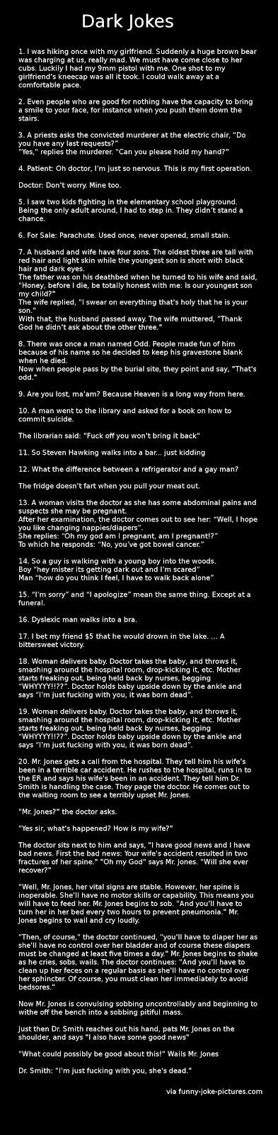 The darkest jokes ever... | Dark jokes, Funny insults, Funny comebacks