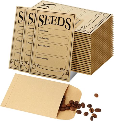 100 Pcs Seed Envelopes Resealable Self Sealing Seed Envelope Seed ...