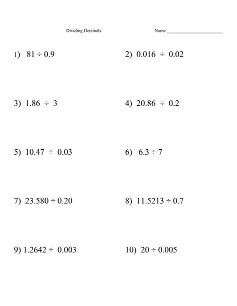 Division with Decimals Worksheets | Practice and Learn Decimal Division