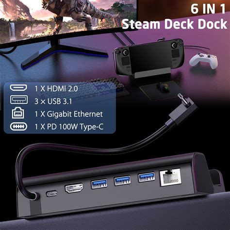 For Steam Deck Expansion Dock Charging Dock Charging Dock HDMI Gigabit ...