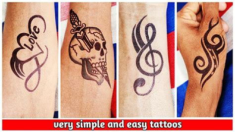 How to make tattoo of skull 💀 tattoo at home with pen very easy and ...