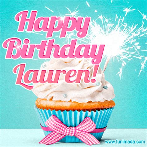 Happy Birthday Lauren! Elegang Sparkling Cupcake GIF Image. — Download ...