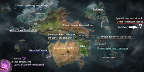 Map with civilizations/mythologies on which each region is loosely based on for those interested ...