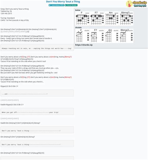 Chord: Don't You Worry 'bout a Thing - tab, song lyric, sheet, guitar, ukulele | chords.vip