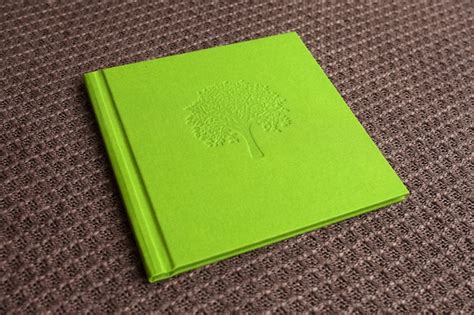 Premium Photo | Photo book with textile cover. light green color with decorative stamping.